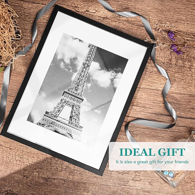 TWING 16 x 20 Picture Frame Set of 6, Classic Picture Frames Display Pictures 11x14 with Mat or 16x20 Without Mat, Wall Mounting Home Decor Collage Photo Frames Poster Frame Black Composite Wood