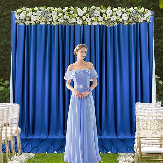 2 Panels Royal Blue Backdrop Curtain, 10 x 10 Feet Stain Background Curtains for Parties, Weddings, Baby Showers, Bachelorette Halloween, Birthday Party Photoshoot Backdrop Curtains Decorations