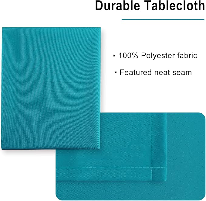 Hiasan Rectangle Tablecloth - Water Resistant and Spillproof Kitchen Washable Polyester Fabric Table Cloth for 6 Foot Tables, 54 x 80 Inch, Turquoise