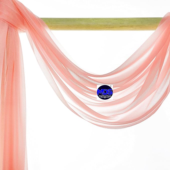 MDS Halloween Chiffon Draping Fabric - 1 Panel, 30" Wide x 75ft Long - Sheer Spooky Arbor & Canopy Drapery for Haunted House Backdrops, Party Ceilings, DIY Costumes & Themed Events - Peach