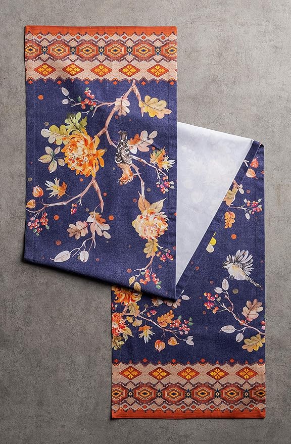 Maison d' Hermine Table Runner 100% Cotton Single Layer Table Runners 36 inches Long for Thanksgiving Christmas Decorations Home Kitchen Dining Party Wedding (Kelim - Infinity, 14.5" x 36")