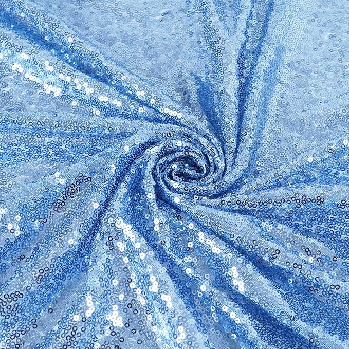 Poise3EHome Baby Blue Sequin Backdrop Curtains, 2 PCS 5FT x 10FT Glitter Panels for Birthday Party Baby Shower Wedding Christmas Thanksgiving Holiday Festival Decor