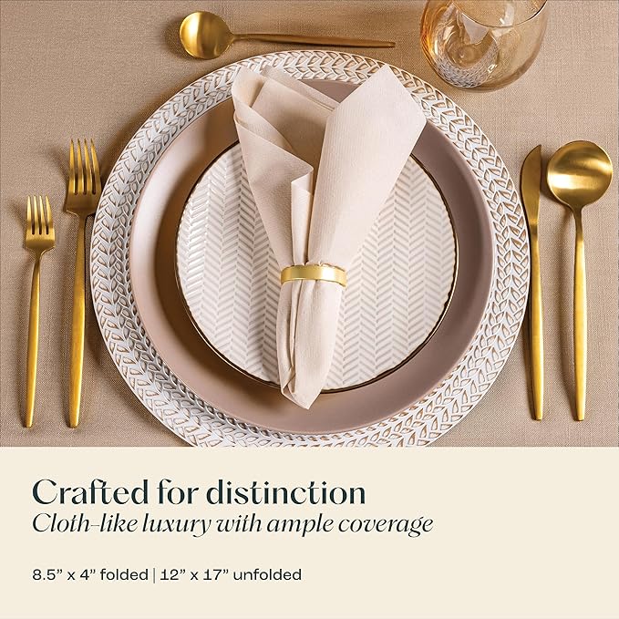 50-Pack Disposable Linen-Feel Pale Blue Napkins, 12" x 17" Cloth-Like Paper Dinner Napkins For Wedding, Bathroom, Party Or Event