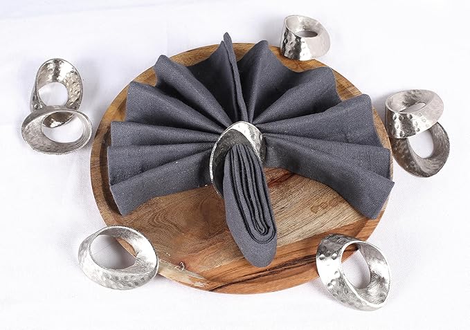 Mobius Metal Napkin Rings - 12-Pack Silver Art Deco Lightweight Metal Table Décor for Fall, Thanksgiving, Banquet, Christmas, Decor, Weddings, Dinner Parties & Everyday Use - ALPHA Living HOME