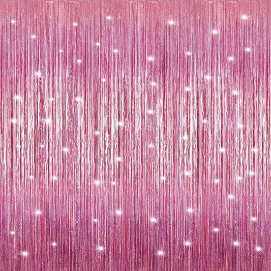 Crosize 2 Pack 3.3 x 9.9 ft Bright Laser Glitter Foil Fringe Curtains Party Decorations, Tinsel Curtain Backdrop for Parties, Door Streamers, Glitter Streamer Backdrop for Birthday Decoration