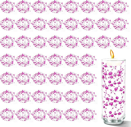 50 PCS Artificial Floating Beads for Centerpieces Vases, Rosered 8+3mm String Beads for Wedding Party Faux Pearl String for Decorating, String Pearls for Crafts Vase Filler