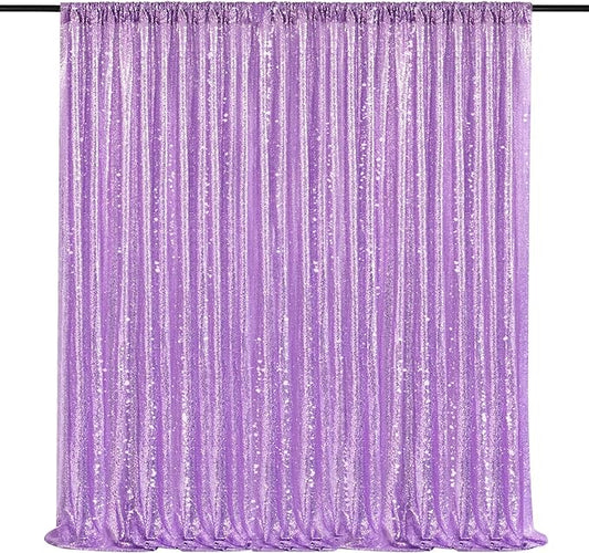 8ft x 8ft Light Purple Sequin Backdrop Curtain Glitter Photo Booth Backdrop for Wedding Birthday Baby Shower Event Decorations