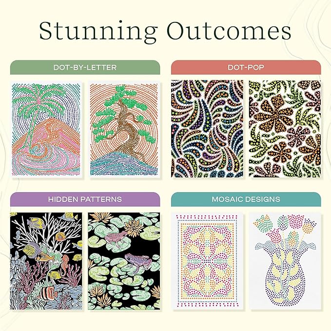 Lifelines FlowArt Activity Pad, 4-Pack - Guided Art Meditations with Markers - Color by Number/Letter, Dot Art and More Coloring Books for Teens, Adults & Seniors