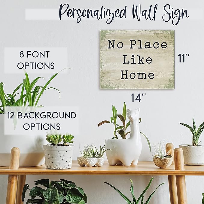 Personalized Signs for Home, Custom Sign with Any Text, 3 Sizes - 12 Background Options & 8 Fonts - Customizable Sign 14X11