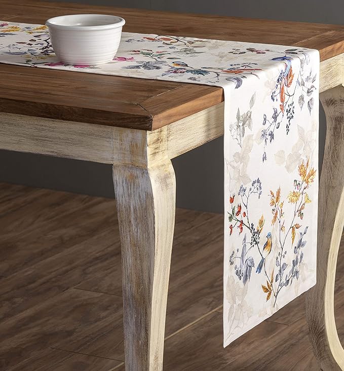 Maison d' Hermine Table Runner 100% Cotton Single Layer Table Runners 60 inches Long for Thanksgiving Christmas Decorations Home Kitchen Dining Party Wedding (Equinoxe - Beige, 14.5" x 60")
