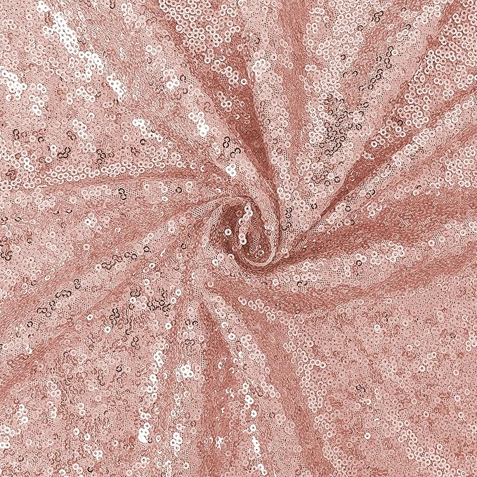 OQSQ Rosegold Rectangle Sequin Tablecloth - 60x102 inch, Glitter Drape Table Cloth, Sparkle Sequence Table Overlays for Wedding Birthday Party Baby Bridal Shower