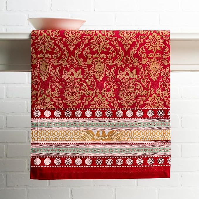 Maison d' Hermine Table Runner 100% Cotton Single Layer Table Runners 72 inches Long for Thanksgiving Christmas Decorations Home Kitchen Dining Party Wedding (Sofia, 14.5" x 72")