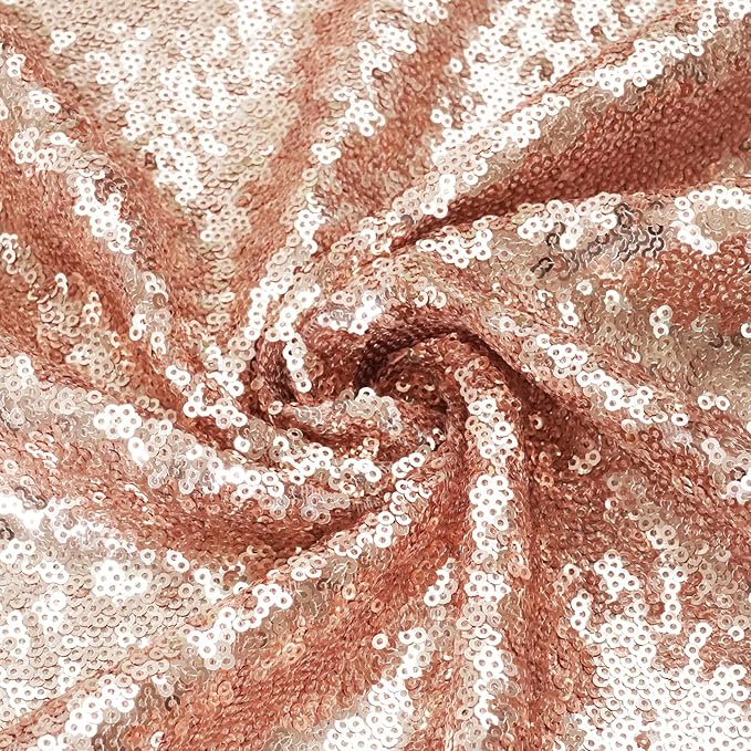 Eternal Beauty Rose Gold Sequin Backdrop, 6x8 Ft Glitter Background Curtains for Shimmer Photography Party Wedding Birthday Back Drop Decor