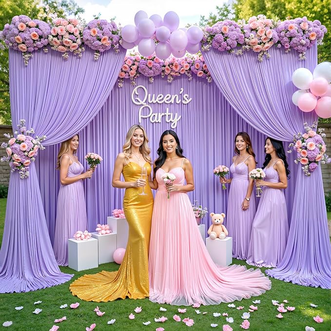 50ft x 12ft Lavender Backdrop Curtains Wrinkle Free Backdrop Curtain for Wedding Parties Lilac Fabric Backdrops Drapes Back Drop Cloth Bridal Shower Stage Curtains Wedding Decorations for Reception