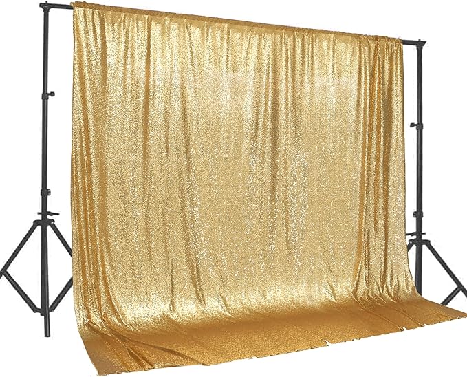 PartyDelight Sparkly Gold Sequin Backdrop 20Ft x 10Ft Photography Christmas Curtain