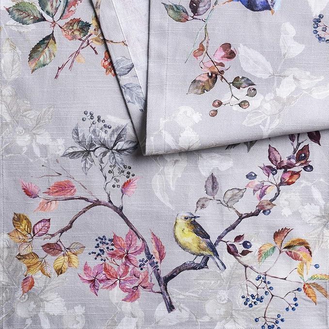 Maison d' Hermine Table Runner 100% Cotton Single Layer Table Runners 60 inches Long for Thanksgiving Christmas Decorations Home Kitchen Dining Party Wedding (Equinoxe - Grey, 14.5" x 60")