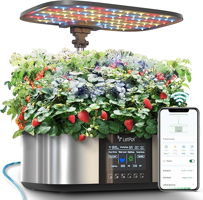 LetPot LPH-Max Hydroponics Growing System Kit, 21 Pods APP & WiFi Automatic Controlled Smart Indoor Garden with 36W LED Grow Light, Auto Drip Irrigation Kits, Self-Managed Nurturing & Watering