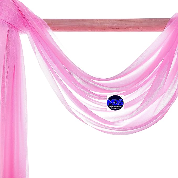 MDS Halloween Chiffon Draping Fabric - 1 Panel, 30" Wide x 75ft Long - Sheer Spooky Arbor & Canopy Drapery for Haunted House Backdrops, Party Ceilings, DIY Costumes & Themed Events - Bubblegum Pink