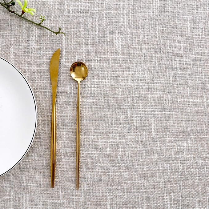 maxmill Flaxy Faux Linen Tablecloth with 2-Tone Slubby Yarn Textured Weaves Wrinkle Resistant Anti-Shrink Soft Table Cloth for Kitchen Dining Restaurant Tabletop Rectangle 60 x 120 Inch Linen
