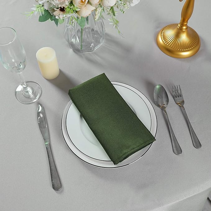 Cloth Napkins 20x20 inch Washable Polyester Dinner Napkins Soft Table Napkins for Wedding Party Dining Banquet(Willow,50PCS)