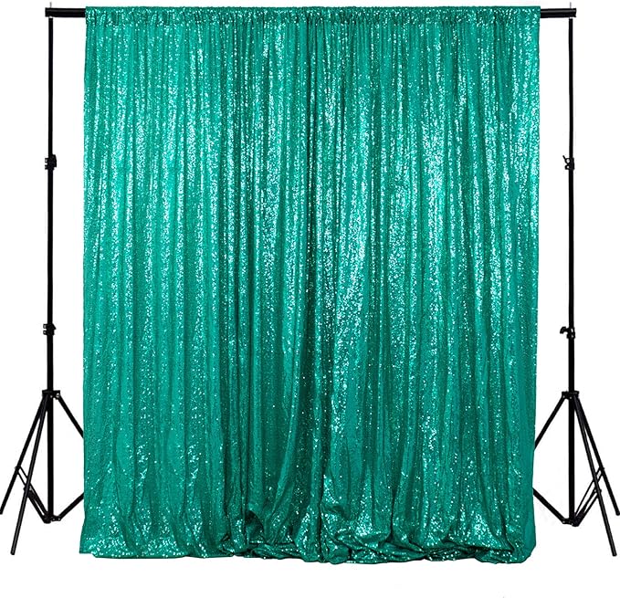ShinyBeauty Premium Sequin Photography Backdrop 4x7 FT -Green Glitter Fabric Backdrop Curtain for Wedding, Birthday, Party Decor -Sequined Curtains (Green)