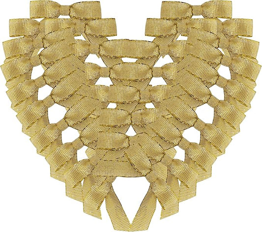 50pcs/pak 1-1/2" Mini Metallic Gold Ribbon Bows Without Twist Ties for Crafts Candy Packing Decor Christmas Halloweeen Decoration (W.Gold)