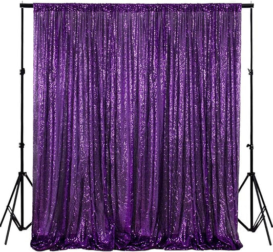 ShinyBeauty 4FT x 7FT Purple Sequin Backdrop | Photobooth Background | Wedding & Event Decor | Rustic & Elegant Sequin Fabric | Perfect for Photography & Parties | Durable Sequin Curtains