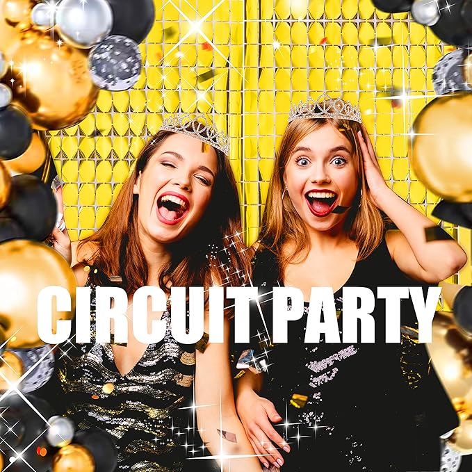 PADELO Gold Shimmer Wall Backdrop, Square Backdrop Curtain, 2Pcs 3.3x6.6 Feet Gold Streamer Backdrop for Party Decorations