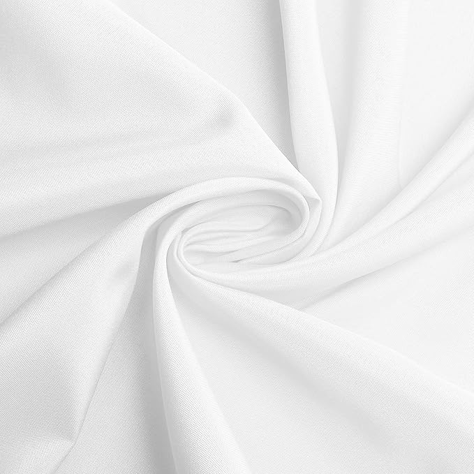 sancua Round Tablecloth - 70 Inch - Water Resistant Spill Proof Washable Polyester Table Cloth Decorative Fabric Table Cover for Dining, Buffet Parties and Camping, White(Fits 24-58 Inch Tables)