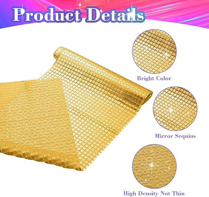 4 Packs Gold Disco Party Table Runner 12 x 108 Inches Mirror Glitter Table Runners for 70s 80s Disco Party Decorations Home Birthday Bachelorette Table Decorations