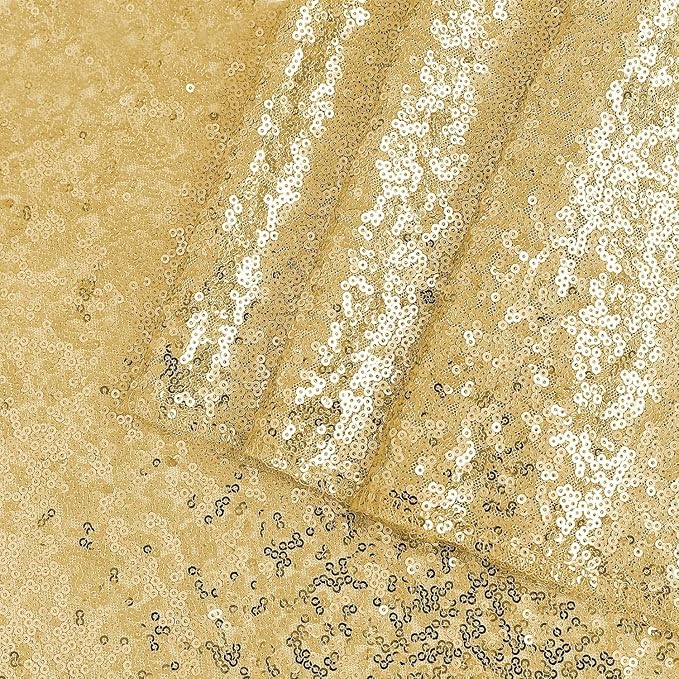 OQSQ Gold 50" Round Sequin Tablecloth, Glitter Tablecloth for Bridal Shower Decorations, Birthday, Wedding, Dessert, Banquet.