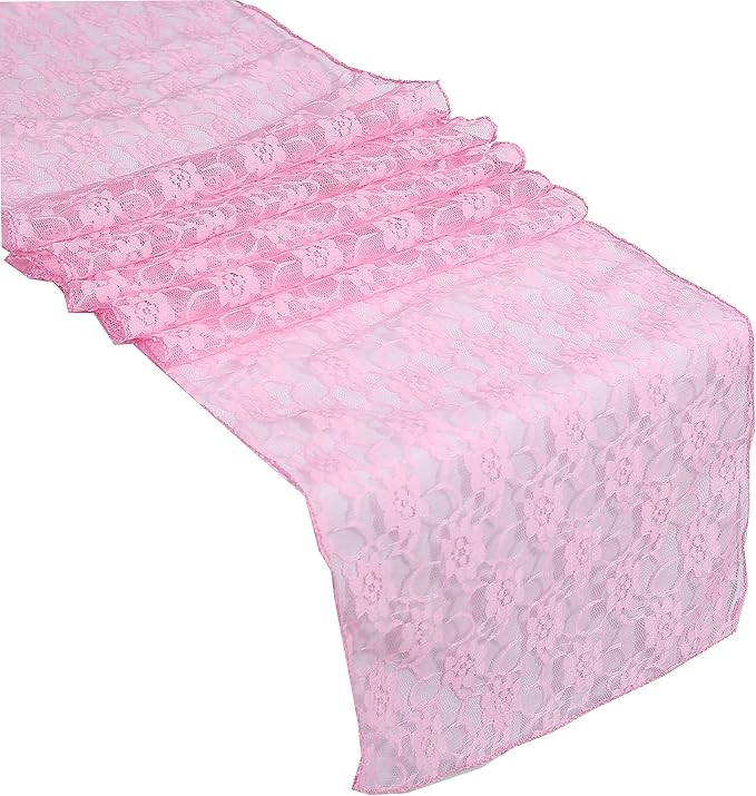 MDS Pack of 12 Wedding 12 x 108 inches Satin Table Runner for Wedding, Decorations for Birthday Parties, Banquets, Graduations, Engagements, Runners fit Rectangle, Round Table- Pink