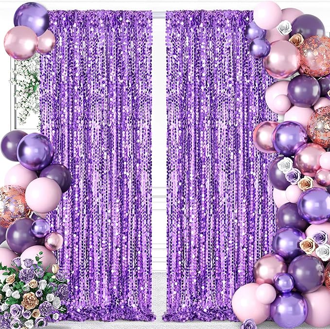 Purple Backdrop 4x8FT Backdrop Curtain for Parties 18MM Sequins Background Fabric Drapes Wedding Birthday Baby Shower