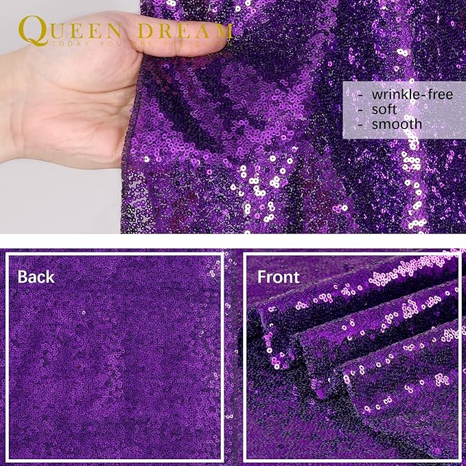 Purple Sequin Backdrop 2 Panels 2FTx8FT Glitter Halloween Party Backdrop Curtains Photo Background for Wedding Baby Shower Stage Decorations