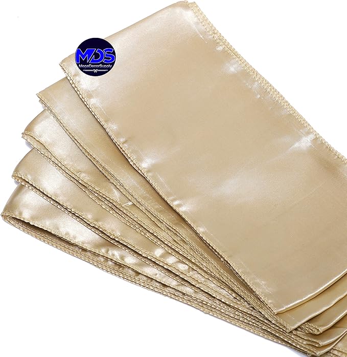 MDS Pack of 50 PCS Satin Chair Sashes Charmeuse Sateen Dining Chair Bows Ribbon Ties Back Sash for Wedding Party Birthday Home Hotel Restaurant Banquet Decoration (7 x 108 Inch, Champagne Gold)