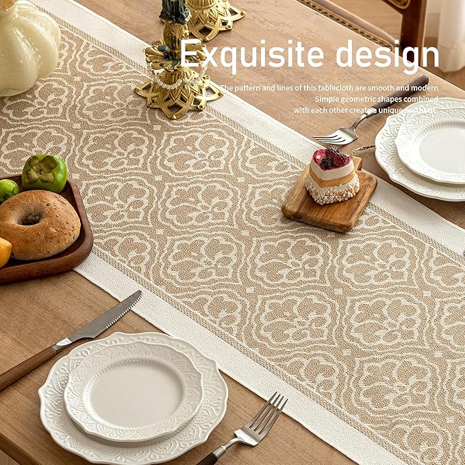 Table Runner 48 Inches Long,Waterproof Boho Table Runner with Tassel Fringe,Table Runners for Party Coffee Table