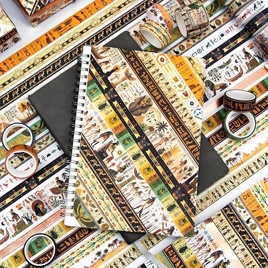 Mooker 16 Rolls Washi Tape Set - Decorative Tape Egyptian Style, Craft Tape for Journaling Supplies, Scrapbooking Supplies, Journaling Supplies, DIY Crafts, Junk Journal Supplies, Scrapbook Paper
