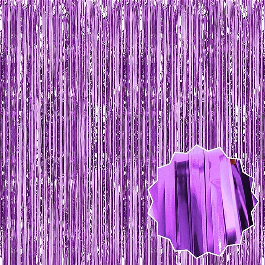 6 Pack Light Purple Foil Fringe Curtains Backdrop, 3.28 x 8.2 Ft Metallic Streamers Tinsel Curtains Background for Photo Booth, Birthday, Weddings, Carnivals, Graduation, Themed Party Decorations