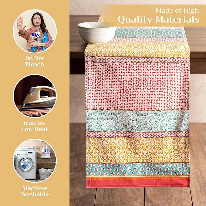Maison d' Hermine Table runner 100% Cotton Double Layer Table Runners 108 inches long Decorative for Home Kitchen Dining Party Baby Shower Wedding Bridal Shower Spring Summer (Provence, 14.50" x 108")