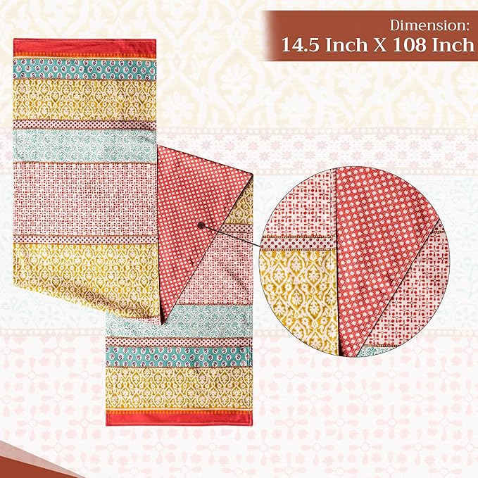 Maison d' Hermine Table runner 100% Cotton Double Layer Table Runners 108 inches long Decorative for Home Kitchen Dining Party Baby Shower Wedding Bridal Shower Spring Summer (Provence, 14.50" x 108")