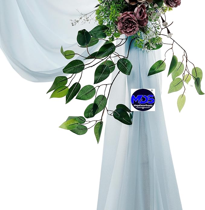 MDS Halloween Chiffon Draping Fabric - 2 Panel, 30" Wide x 20ft Long - Sheer Spooky Arbor & Canopy Drapery for Haunted House Backdrops, Party Ceilings, DIY Costumes & Themed Events - Baby Blue
