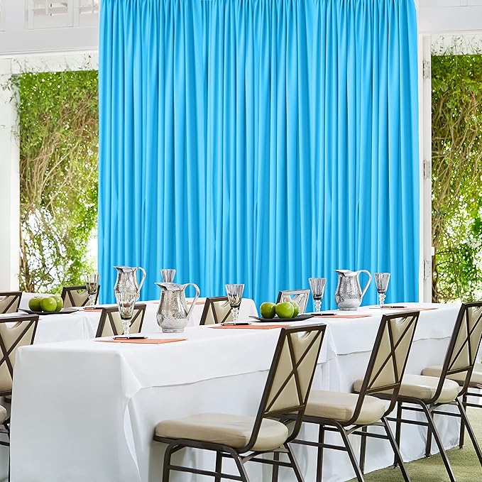 AK TRADING CO. 10 feet x 10 feet Polyester Backdrop Drapes Curtains Panels with Rod Pockets - Wedding Ceremony Party Home Window Decorations - Turquoise (Pack of 24)
