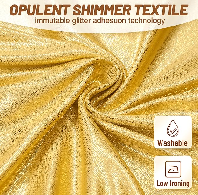 PartyVillage 10x10FT Gold Sequin Backdrop Curtain with String Lights – 2 Panels 5x10FT Sparkly Wrinkle-Free Glitter Backdrop Drapes for Birthday, Wedding, Photography, Graduation Party Décor