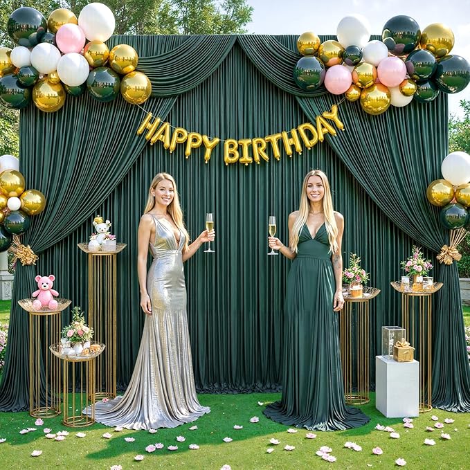 20ft x 12ft Emerald Green Backdrop Curtains Wrinkle Free Backdrop Curtain for Wedding Parties Fabric Backdrops Drapes Back Drop Cloth Bridal Shower Stage Curtains Wedding Decorations for Reception