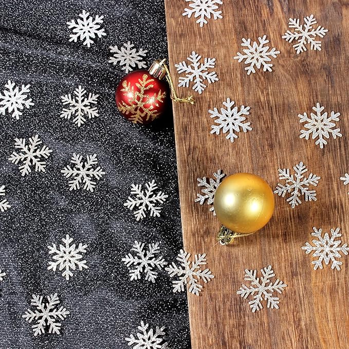 200PC Silver Glitter Snowflake Confetti Winter Wonderland Baby Shower Decoration Winter Onederland Table Scatter Christmas Wedding Birthday Party Supplies