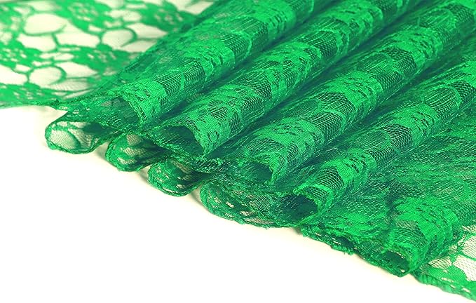 MDS Pack of 12 Wedding 12 x 108 inches Satin Table Runner for Wedding, Decorations for Birthday Parties, Banquets, Graduations, Engagements, Runners fit Rectangle, Round Table- Green