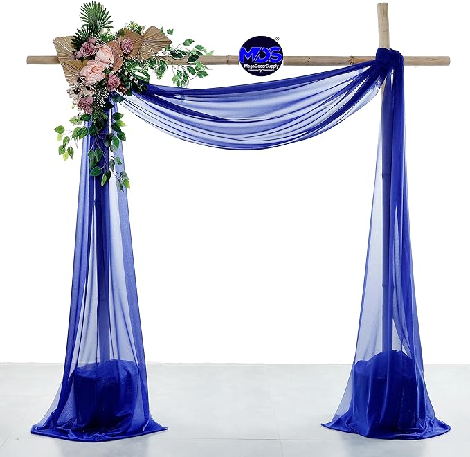 MDS Halloween Chiffon Draping Fabric - 1 Panel, 30" Wide x 20ft Long - Sheer Spooky Arbor & Canopy Drapery for Haunted House Backdrops, Party Ceilings, DIY Costumes & Themed Events - Royal Blue
