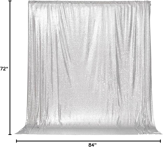 PartyDelight Silver Sequin Backdrop Photography Curtain Special Events Party 6Ftx7Ft