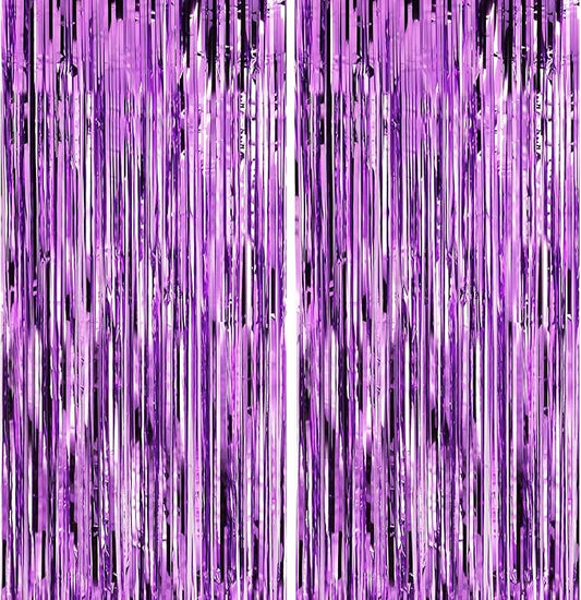 Crosize 2 Pack 3.3 x 9.9 ft Purple Foil Fringe Backdrop Curtain, Streamer Backdrop Curtains, Streamers Birthday Party Decorations, Tinsel Curtain for Parties, Galentines Decor, Preppy, Photo Booth