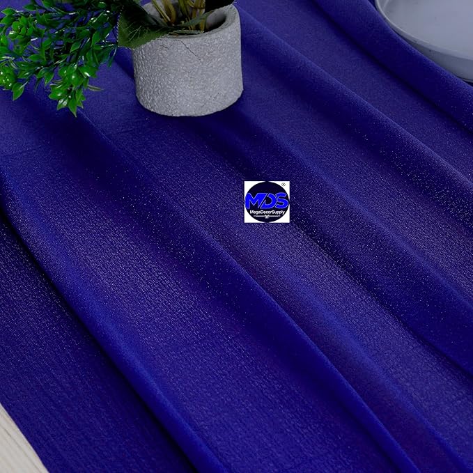 MDS 2 Pack 14ft Chiffon Table Runner 29 x 170 Inches Sheer Wedding Runner Romantic Rustic Table Runner for Wedding Decorations, Birthday Parties, Bridal Shower Party Arch Decor - Royal Blue